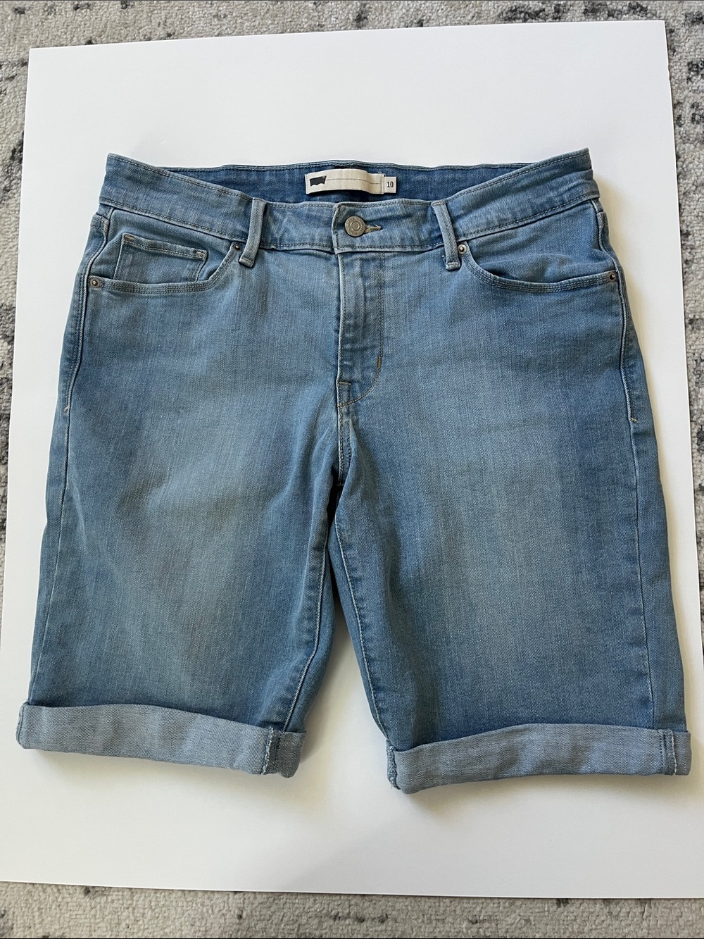 Levi's Light Wash Rolled Hem Denim Shorts
